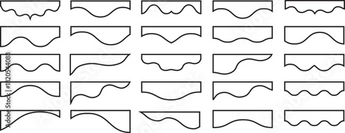 Scalloped edge seamless border. and dividers. Simple scalloped border. ornament border, Texture ribbons. Vector illustration isolated on white background.