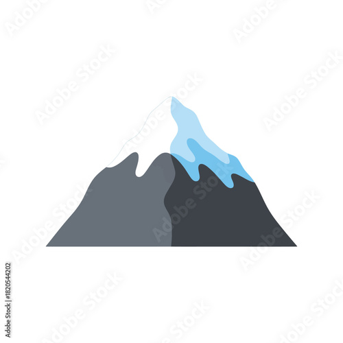 Minimalist snow capped mountain peak vector icon illustration