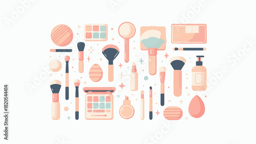 Illustration of Sweet Makeup with Soft Pink Color