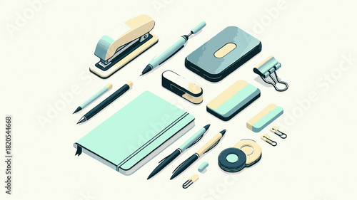 ILLUSTRATION IMAGE OF OFFICE EQUIPMENT WITH A GOOD AND AESTHETIC ANGLE