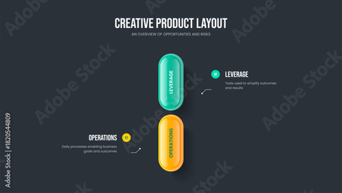 Corporate Strategy Frame Template Vector Illustration. Service Innovation 2 Step Diagram Slideshow Layout. Business Forecast Two Element Infographic Slide Design.