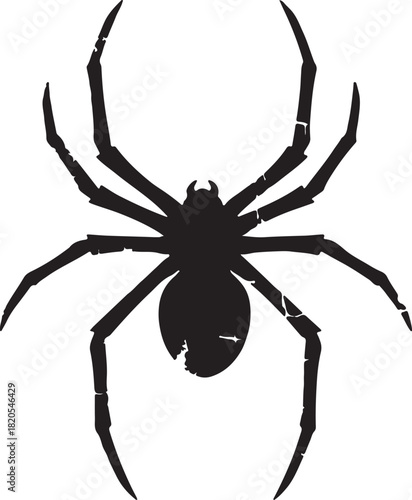Black Silhouette of a Spider with Eight Legs and Segmented Body on White Background arachnid insect on transparent background