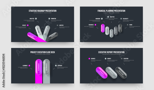 Service Plan 4 5 2 3 Option Infographic Frame Template Collection. Investor Development Four Five Two Three Element Diagram Slide Design Vector Illustration Set.