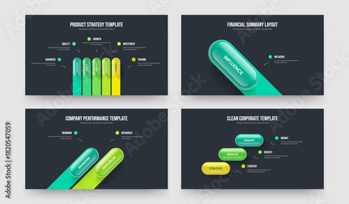 Sales Insight Five One Two Three Element Diagram Presentation Design Vector Illustration Collection. Digital Plan 5 1 2 3 Option Infographic Slide Template Bundle.