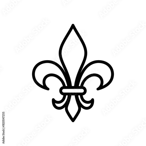 Simple black outline icon of a classic fleur de lis symbol vector illustration