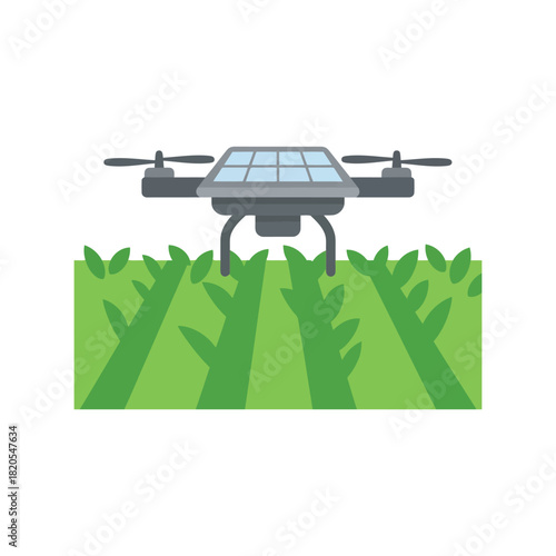 Smart farming drone with solar panel monitoring crops field