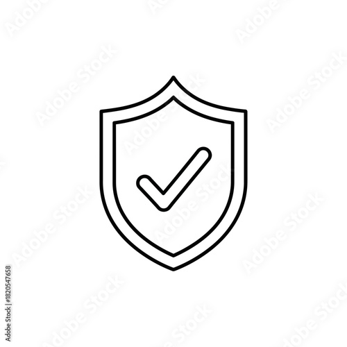 Free Download Outline icon of a shield with a checkmark inside, symbolizing security, protection, and verification, vector illustration - GFXLoad