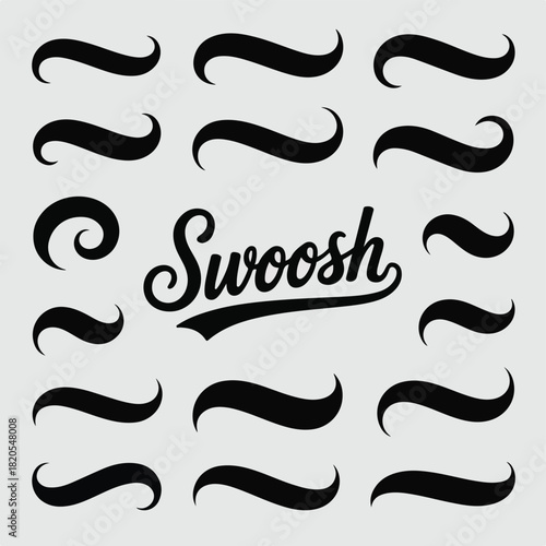 Bold Solid Black Calligraphic Swoosh & Decorative Flourish Design Set