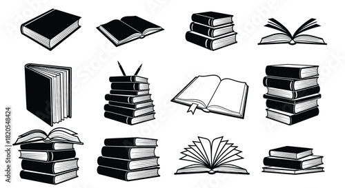 Book vector graphics collection education reading study library