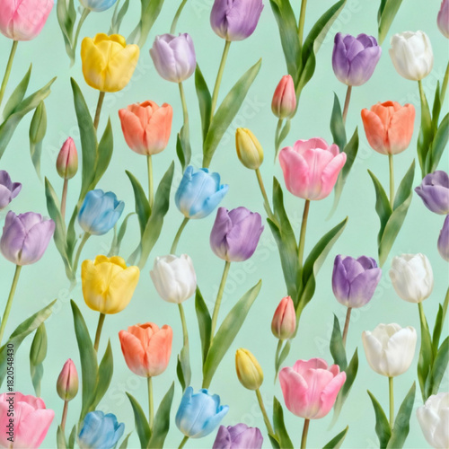 Wallpaper Mural spring_tulips_pattern Torontodigital.ca