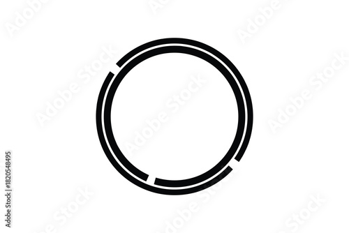 Abstract double circle with broken segments. Isolated on white background. Modern graphic element.