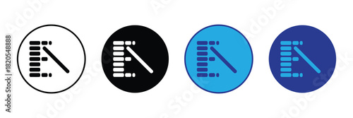 Abstract icons representing music equalizer, sound levels, and audio editing tools in various color schemes and isolated circles.