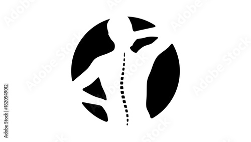 Chiropractic symbol, black isolated silhouette