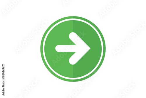 Arrow pointing right, green circular icon, simple design element for navigation, next, or forward.