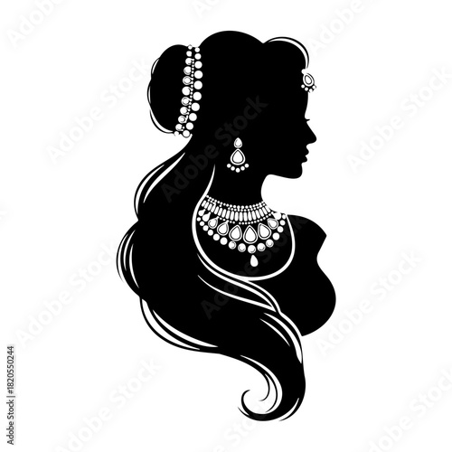 Silhouette of a woman with traditional jewelry and elegant hairstyle