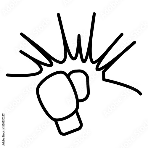 Outline Boxing Punch Impact Icon
