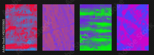 Urban punk street art paper halftone texture grunge overlay and distressed paint effect collection. Authentic poster design retro spray-painted details bold graphic element vector illustration set.