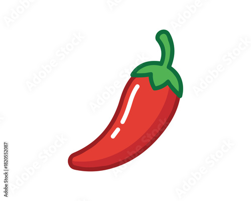 Cartoon style red hot chili pepper spicy food ingredient icon vector illustration graphic