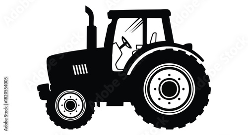 Detailed farm tractor silhouette icon for agricultural design