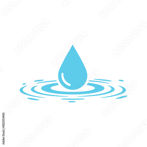 Blue water drop ripple icon vector   purity & freshness symbol