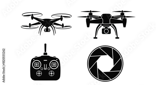 Drone photography and videography equipment vector illustration
