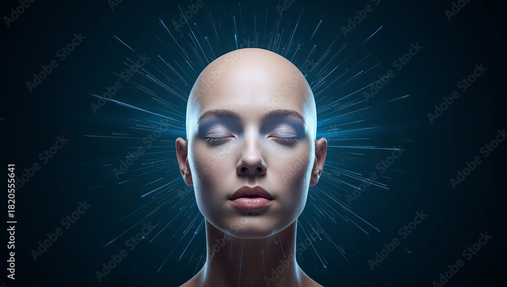 custom made wallpaper toronto digitalSerene Radiance, A Portrait of Inner Peace, With Luminous, Abstract Beams Emanating Outward.