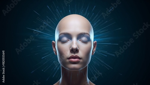 Wallpaper Mural Serene Radiance, A Portrait of Inner Peace, With Luminous, Abstract Beams Emanating Outward. Torontodigital.ca