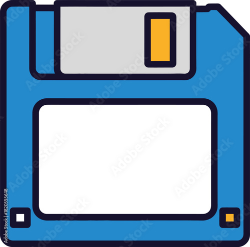 Blue floppy disk vector illustration retro storage technology icon data eps silhouette