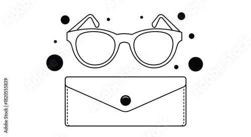 Sunglasses and case yellow vector illustration eyewear style
