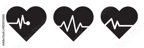 Heartbeat line icon vector illustration, Set of heartbeat icon on Symbol cardiogram heart logo