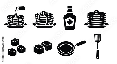 Pancakes maple syrup butter breakfast food vector illustration