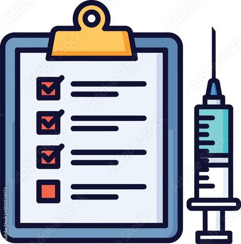Vaccination checklist immunization schedule and vaccine syringe concept eps silhouette