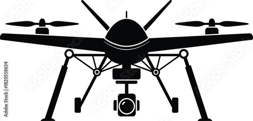 Drone vector illustration for aerial photography and surveillance design eps silhouette