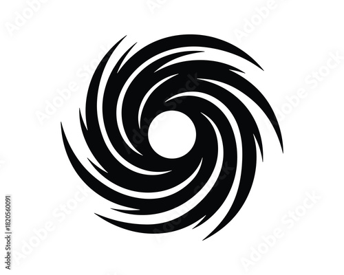 Hurricane symbol; vortex weather icon; powerful storm element; swirling natural disaster.