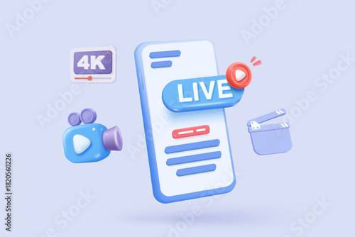 3D media data with video and photo gallery library. Searching image and video files in database. Document management soft, document form, compound docs concept. 3d file icon vector render illustration