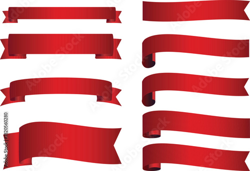 ed Ribbon Banner Vector Set – Curled, Flat, and Waving Elements