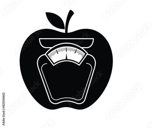 vector illustration of an apple on a scale