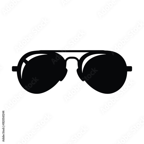 Black silhouette of classic aviator sunglasses, a stylish accessory for sun protection and fashion, isolated on