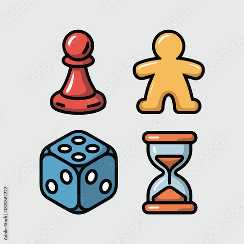 Flat Thick-Outline Board Game & Tabletop Gaming Icon Set