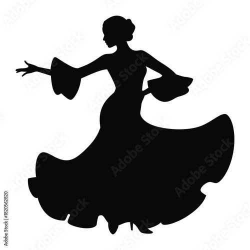 A captivating silhouette of a flamenco dancer in a flowing dress, embodying the passionate spirit of spanish traditional dance and culture