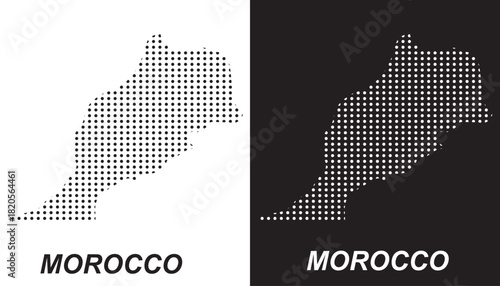 Morocco Dot Map Vector, Digital Geometric Silhouette, Infographic Template, Point Scale Technology Concept, North Africa Country EPS
