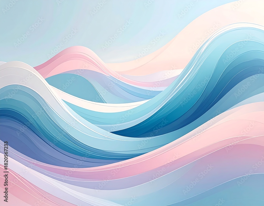 Obraz premium Soft, flowing abstract composition of undulating waves in pastel hues