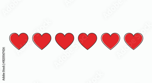 Red Heart Icon Set – Flat Love Symbol - Valentine
