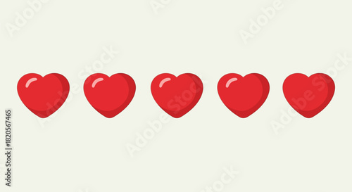 Five Red Heart Icons – Flat Love Symbol Set