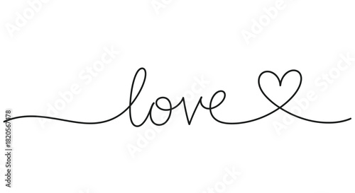 Love Continuous Line Art – Minimal Heart Script Illustration