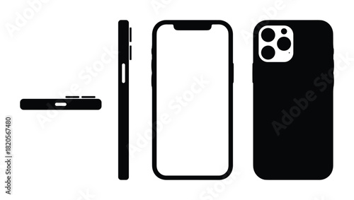 Smartphone case blueprint, phone case design, mobile accessory, blank template, electronic device protection.