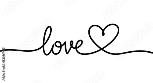 Love Continuous Line Art – Minimal Heart Script Illustration