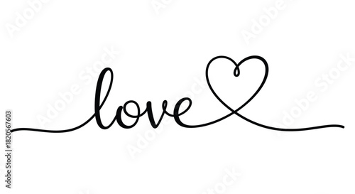 Love Continuous Line Art – Minimal Heart Script Illustration