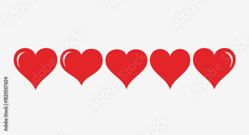 Red Heart Icon Set – Flat Love Symbol - Valentine