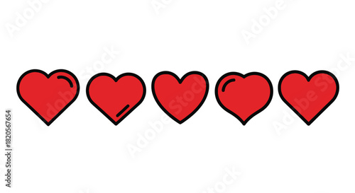 Red Heart Icon Set – Flat Love Symbol - Valentine